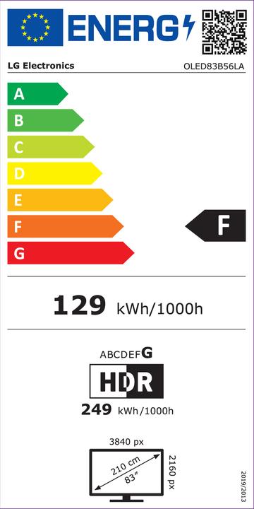 Energy Label LG OLED83B56LA (83", OLED, 4K, 2025)