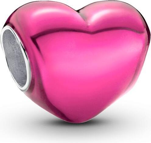 Pandora Rosafarbenes Metallic Herz Charm