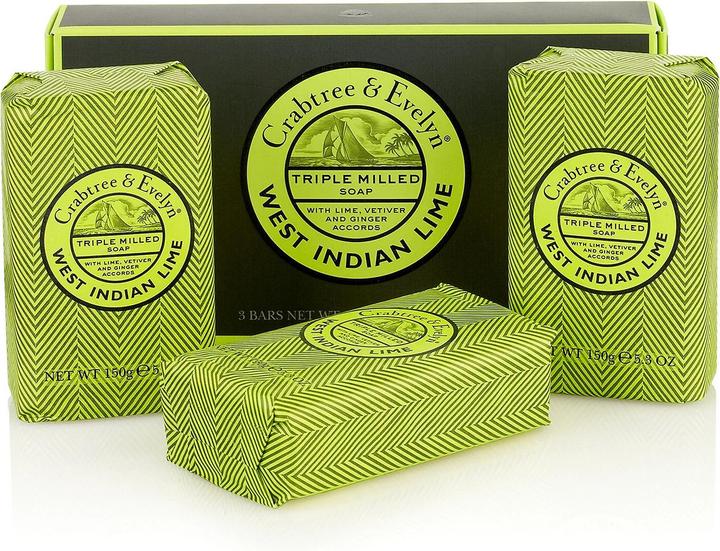 Actual product image Floris Crabtree & Evelyn West Indian Lime Triple Milled Soap Set for Men (refill)