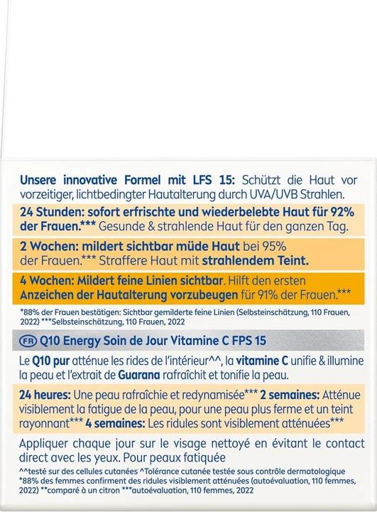 Nutritional values and ingredients NIVEA Q10plusC Energy (50 ml, Day cream, SPF 15)