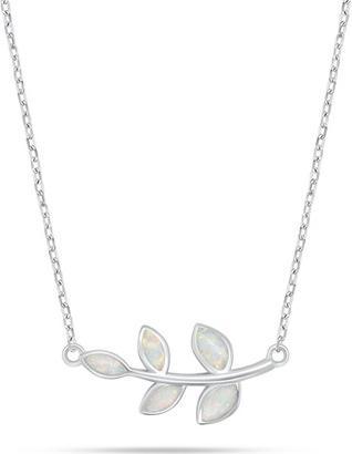 Brilio Silver - Silver treble clef necklace with synthetic opal NCL164WP