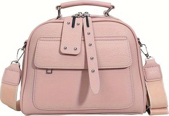 Actual product image Only-Bags.Store Fashion PU Leather Handbag, Trendy Shell Shoulder Bag, Soldi Colour Crossbody Bag