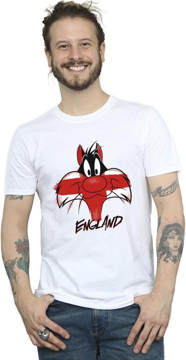 Actual product image Looney Tunes Mens Sylvester England Face T-Shirt (M)