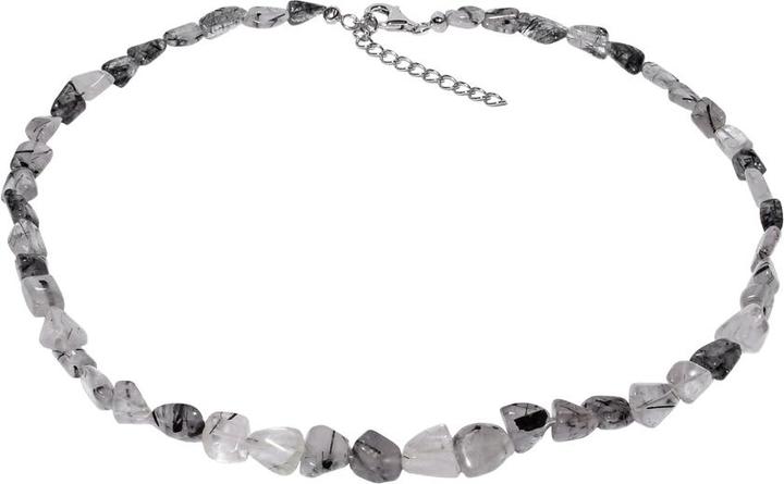 Actual product image Xen Black rutile quartz - necklace tumbled stone 48 + 5 cm 925 silver (925 Sterling silver, 48 cm)
