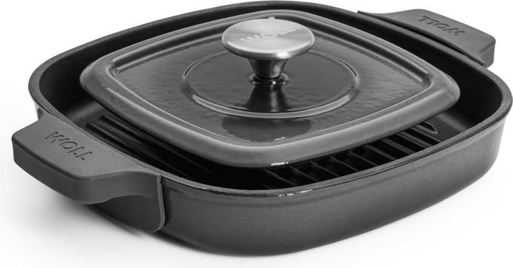 Produktbild Woll Grillpfanne Iron mit Steakpresse Carbon Grey (24 cm, Grillpfanne, Gusseisen)