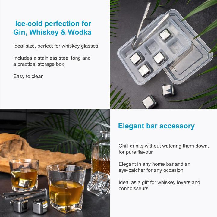Actual product image Intirilife 6x Whiskey Stones in SILVER (Whisky stones)