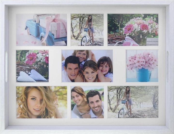 Produktbild ZEP Photo Tray white 45x35 Holz Fototablett 9 Bilder
