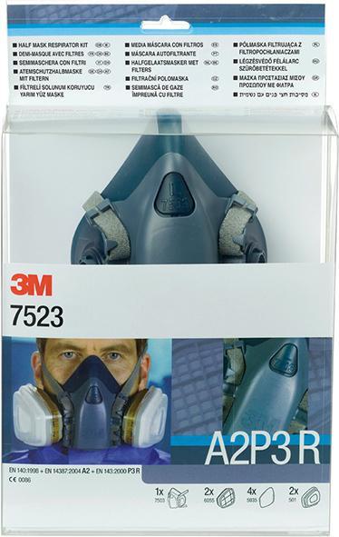 Produktbild 3M Gase- und Dämpfe-Atemschutzmasken-Set Typ 7523L (A2P3 R, 1 x)