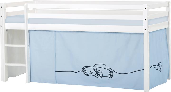 Actual product image Hoppekids BUNDLE BASIC half loft bed 90x200 cm (not divisible) with CARS curtain and cold foam mattress (90 x 200 cm)