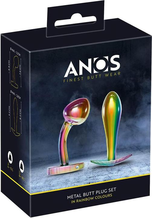 Actual product image Anos Metal Butt Plug Set Rainb