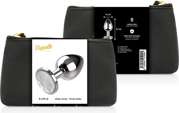 Actual product image Coquette Chic Desire Anal Plug Metal White Colour Size L 4 X 9cm