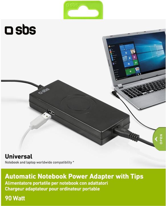 Immagine prodotto SBS Alimentatore portatile per notebook 90W con adattatori (90 W)