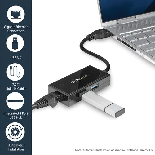 Image du produit StarTech USB 3.0 Gigabit Ethernet and USB 3.0 Hub (USB-A, 1 Ports)