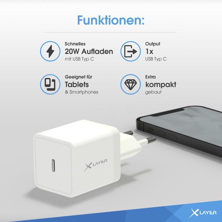 Productafbeelding Xlayer Type-C (USB-C) Enkele oplader PD 20W Wit (20 W)