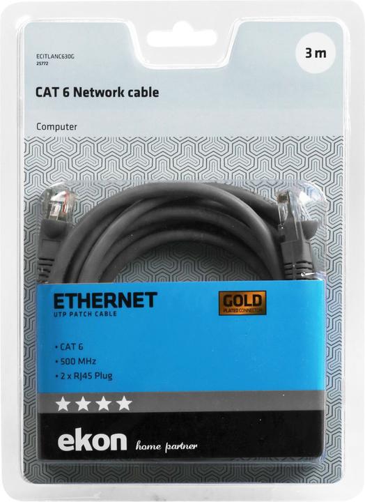 Image du produit Ekon Câble réseau Cat 6 (U/UTP, CAT6, 3 m)