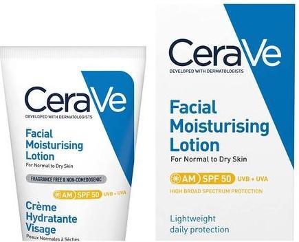 Image du produit CeraVe Lotion hydratante pour le visage (52 ml, Crème 24h, SPF 50)