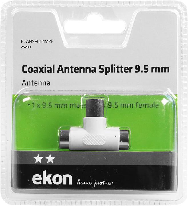 Actual product image Ekon Coaxial antenna splitter with two female outputs (Antenna cable)