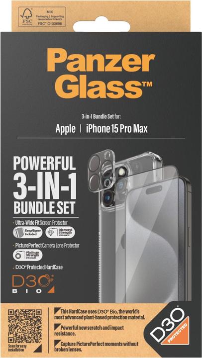 Produktbild PanzerGlass 3-in-1-Pack (1 Stück, Apple iPhone 15 Pro Max)