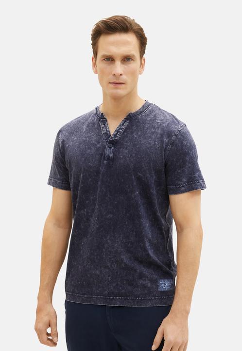 Produktbild Tom Tailor T-Shirt Kurzarmshirt mit Henley-Ausschnitt und ausgewaschener Optik (L)