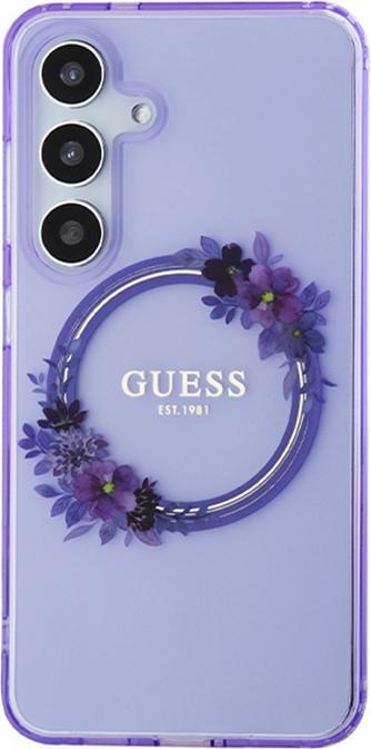 Actual product image Guess GUHMS24SHFWFCU S24 S921 fioletowy/purple hardcase IML Flowers Wreath MagSafe (Samsung Galaxy S24)