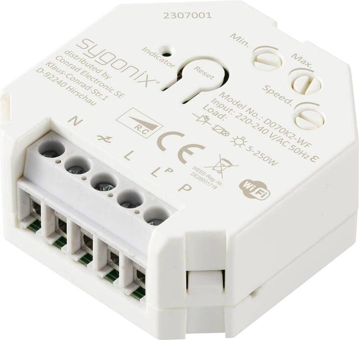 Actual product image Sygonix SY-5775566 Flush-mounted dimmer Suitable for light sources: LED lamps, incandescent lamps
