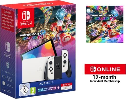 Actual product image Nintendo Switch OLED model (white) - Mario Kart 8 Deluxe + Switch Online membership (12 months)