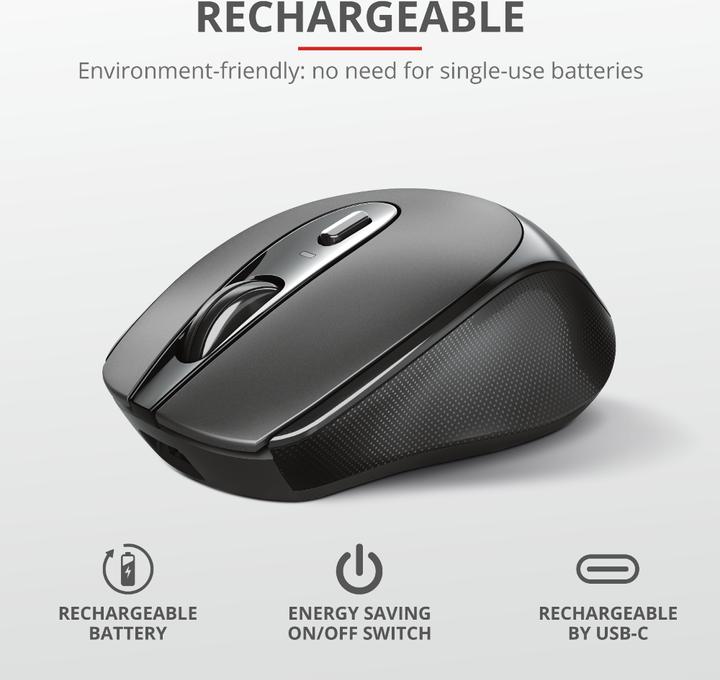 Produktbild Trust Maus Zaya Rechargeable Schwarz (Kabellos)