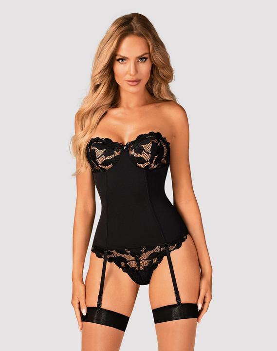 Actual product image Obsessive Corset with suspenders Editya- black (XS, S)