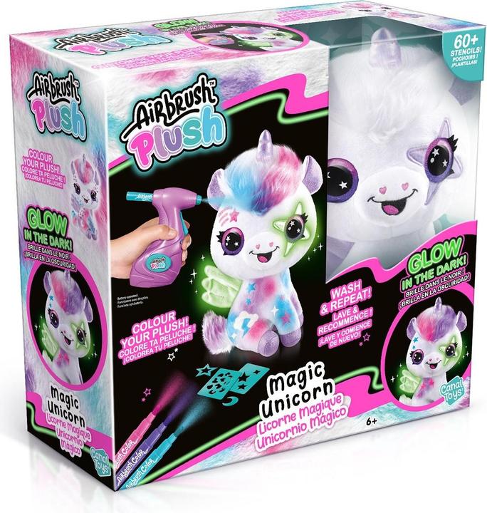 Actual product image Canal Toys Airbrush Plush - Glow in the Dark Unicorn (1274) (26.26 cm)
