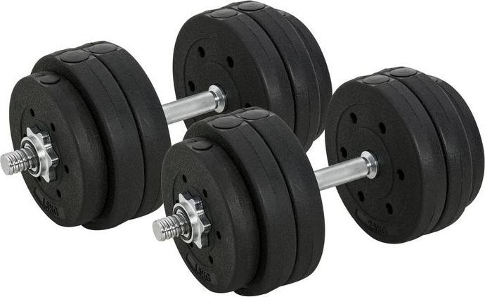 Swisshandel24 Dumbbell set 30KG Dumbbell set with weight plates for home office gym steel PU black Kra