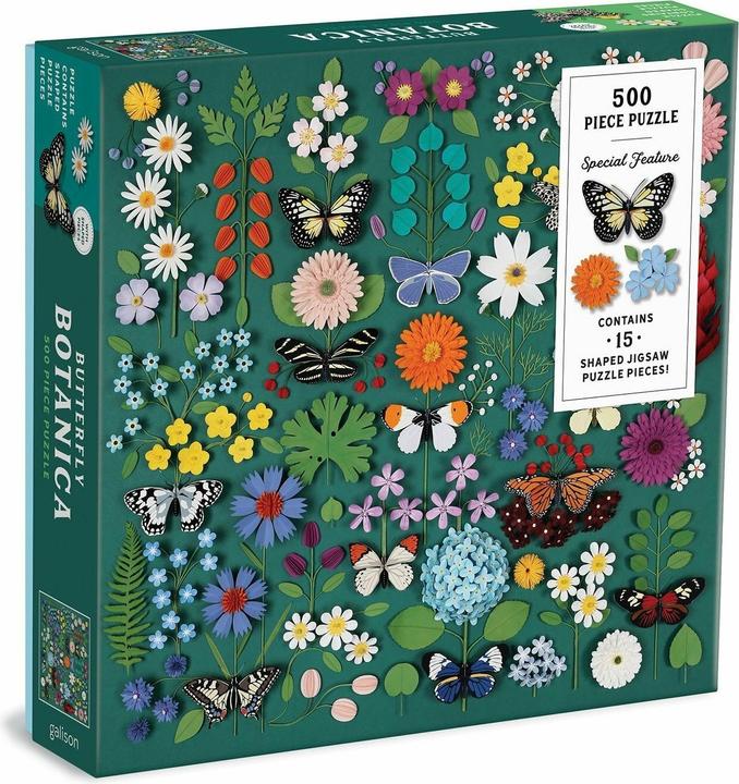 Actual product image Abrams & Chronicle Butterfly Botanica 500 Piece Puzzle with Shaped Pieces (500 pieces)