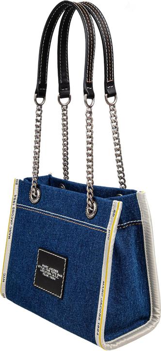Actual product image Marc Jacobs the small tote in blue denim with embroidered logo