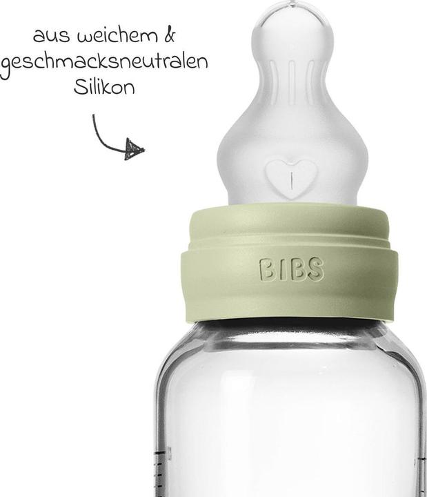 Produktbild Bibs Babyflaschen Glas-Flasche Baby Bottle Round 120 ml + Silikon-Trinksauger (120 ml)