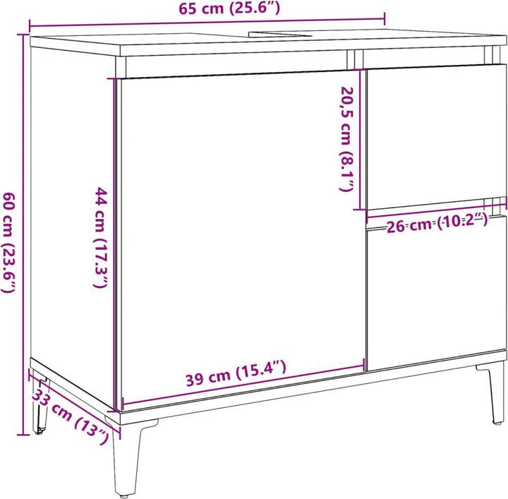 Image du produit VidaXL Meuble sous lavabo (65 x 33 x 60 cm)