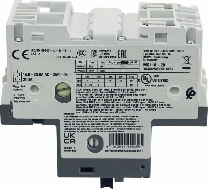 Image du produit ABB MS116-20 Disjoncteur moteur 1SAM250000R1013