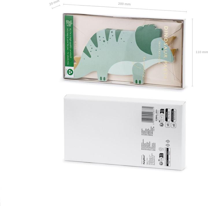 Immagine prodotto Partydeco Biglietto d'invito Triceratops 6 pezzi, formato carta: 18,5 x (6 pz.)
