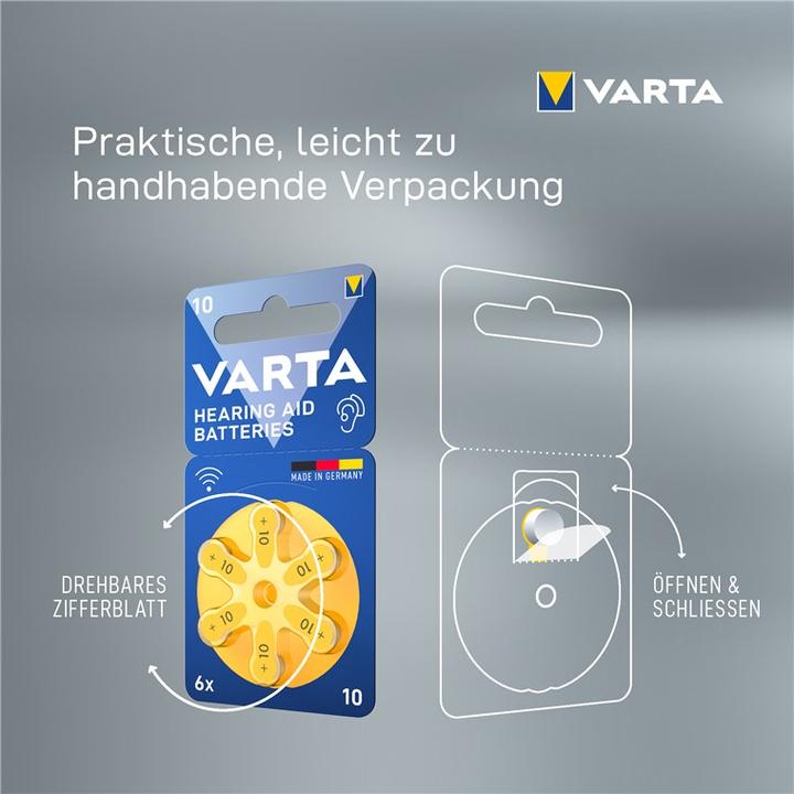 Produktbild Varta Hörgerätebatterien Typ 10 1.4V (6-Pack) (6 Stk., 10, 105 mAh)