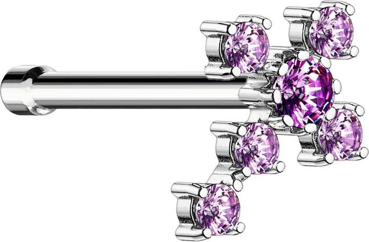 Produktbild Star Piercing Nasenstecker gerade silber Kreuz mit Kristall tanzanite (Chirurgenstahl 316L, Messing)