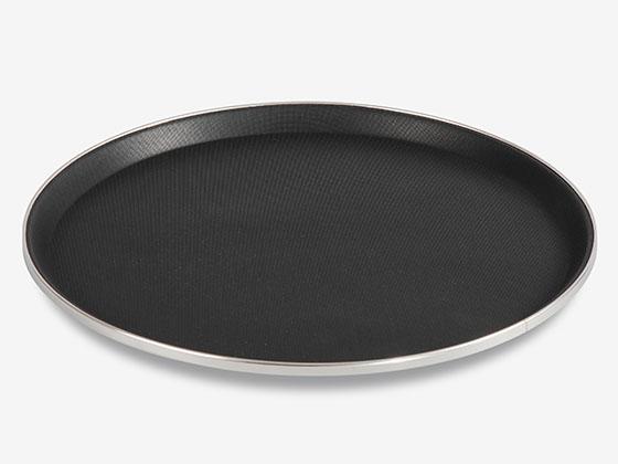 APS Tray non-slip black with stainless steel ring 405x220 mm Ø