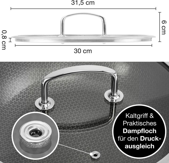 Image du produit Moritz & Moritz Couvercle de poêle universel en acier inoxydable 30cm - Couvercle pour poêle comme complément idéal (Verre)