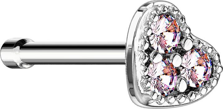 Immagine prodotto Star Piercing Nasenstecker gerade silber Herz Kristall pink (Acciaio chirurgico 316L, Ottone)