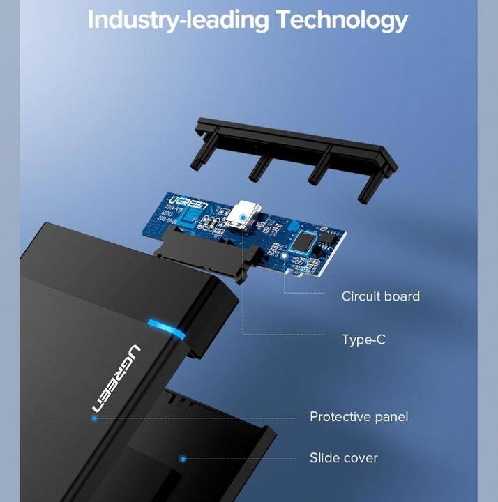 Actual product image Ugreen USB-A 3.0 to 2.5" SATA Hard Drive Enclosure (5Gbps) (2.5")