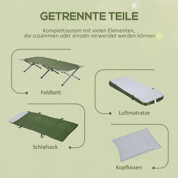 Produktbild Outsunny Campingbett-Set inklusive Matratze, Schlafsack und Kopfkissen