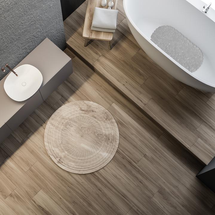 Actual product image Relaxdays Anti-Slip Bath Mat, Stone-look (36 x 68 x 0.5 cm)