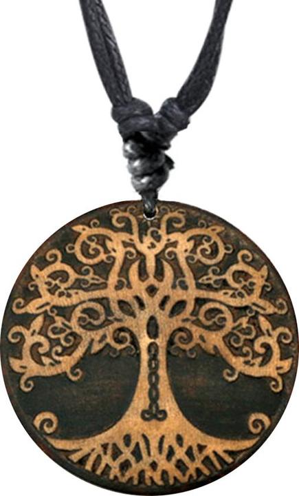 Produktbild Star Piercing Halskette schwarz Anhänger rund Baum des Lebens aus Narra Holz (ohne Messing, Organisch)