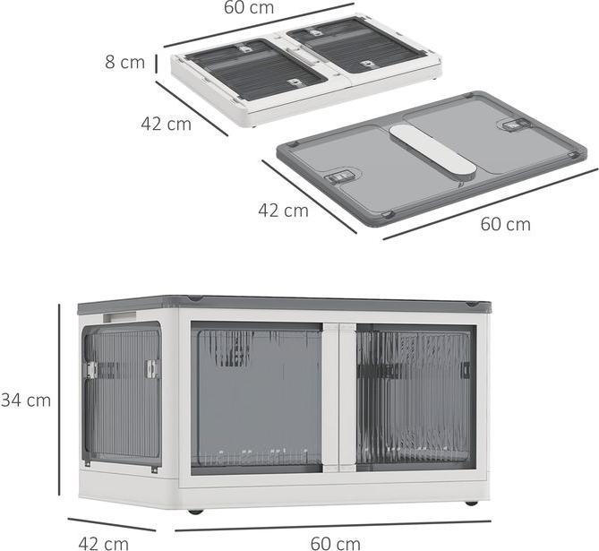 Actual product image Swisshandel24 Storage box 69L stackable with castors, foldable, 5-sided access, white (69 l)