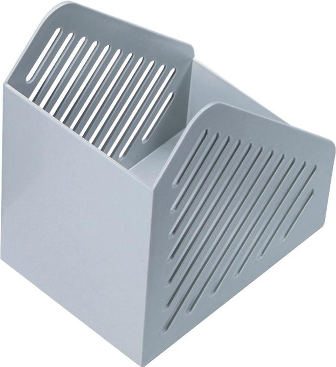Actual product image Helit Magazine file, grid structure, DIN A5, polystyrene light grey, corner-protecting thanks to grid in (A5)
