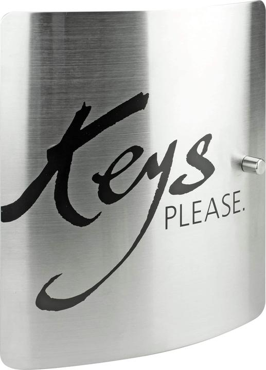 Immagine prodotto Burg Wächter Cassetta portachiavi con motivo "Keys PLEASE", 10 ganci Sportello in acciaio inox con scritte