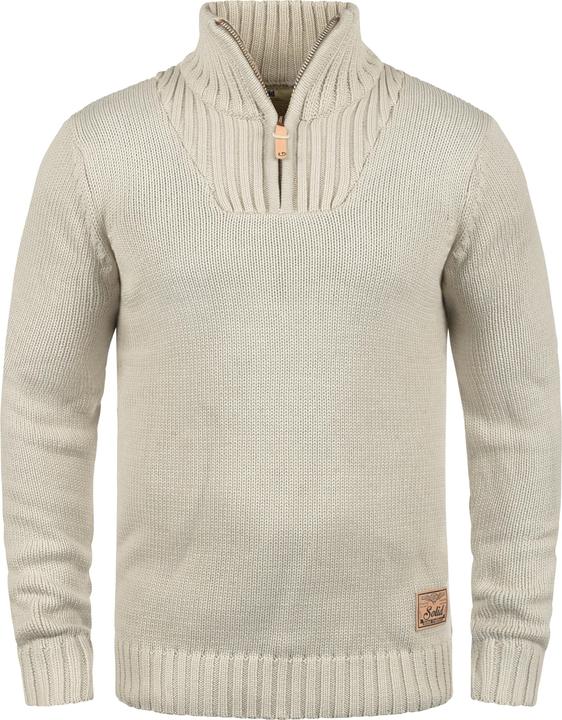Image du produit Solid Petro Pull En Grosse Maille À Col Camionneur Pull-Over Pour Homme Avec Col Droit Avec Fermetur (XL)