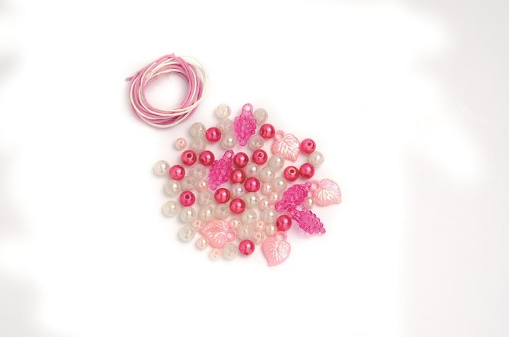 Glorex Perlen-Set weiss-rosa-pink